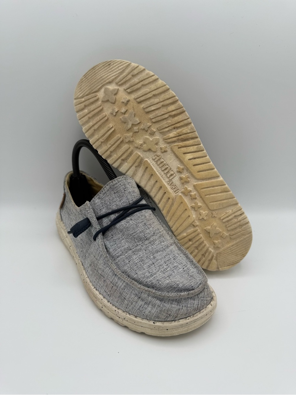 Women's Hey Dude Wendy Chambray White Blue Canvas Slip-On‎ Comfort Shoes Size 8